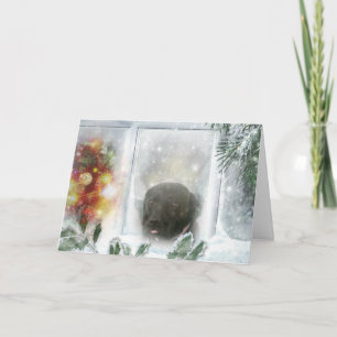 マディソン黒いラブラドールのクリスマスカード シーズンカード