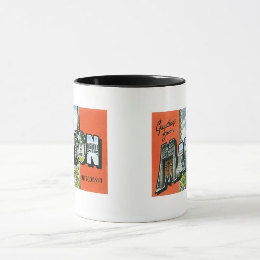 マディソン、ウィスコンシンからの挨拶! マグカップ (中央)