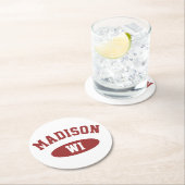 マディソン ウィスコンシン レトロ スポーティー タイポグラフィー コースター (インサイチュ)