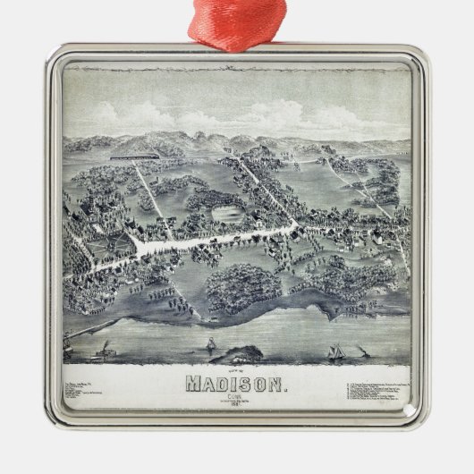 マディソン、コネチカット(1881年)の空中写真 メタルオーナメント (正面)