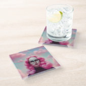 マディーピンクの髪 ガラスコースター (アングル)