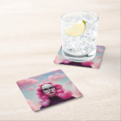 マディーピンクの髪 スクエアペーパーコースター (インサイチュ)