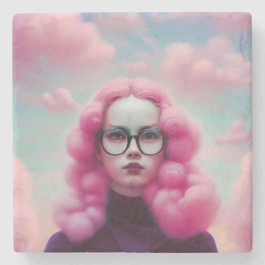 マディーピンクの髪 ストーンコースター (正面)