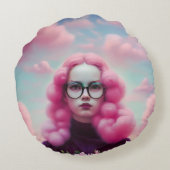 マディーピンクの髪 ラウンドクッション (裏面)