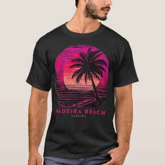 マデイラビーチFLサンセットヴィンテージパームツリーズ80sフロロ Tシャツ