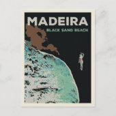 マデイラブラックサンドビーチイラストレーションポルトガル ポストカード (正面)