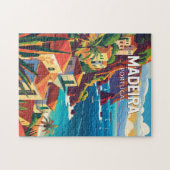 マデイラポルトガルトラベルアートヴィンテージ ジグソーパズル (横)