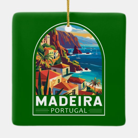 マデイラポルトガルトラベルアートヴィンテージ セラミックオーナメント (裏面)
