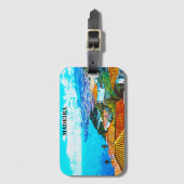 マデイラポルトガルパノラマビューイラストレーション ラゲッジタグ (正面縦)