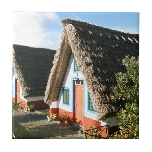 マデイラ島の写真とサンタナの典型的な家 タイル (正面)