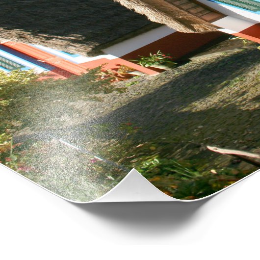 マデイラ島の写真とサンタナの典型的な家 フォトプリント (角)