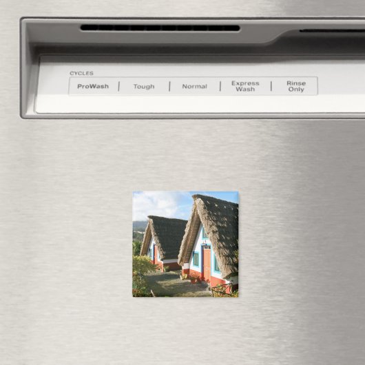 マデイラ島の写真とサンタナの典型的な家 マグネット (インサイチュ (食洗機))