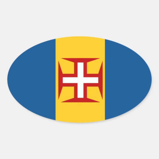 マデイラ*国旗のヨーロッパ・スタイルオーバルステッカー 楕円形シール (正面)