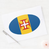 マデイラ*国旗のヨーロッパ・スタイルオーバルステッカー 楕円形シール (封筒)