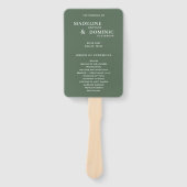 マデラインフォレストグリーンモダン結婚式 プログラム ハンドファン (正面)