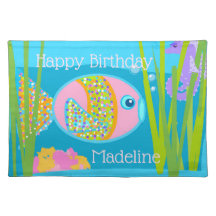 マデリーン魚の綿のランチョンマット
