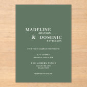 マデリーン フォレストグリーン シンプル モダン ウェディング アクリル招待状 (正面)