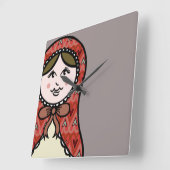 マトパーソナライズされたラロシアのヨシカ人形 スクエア壁時計 (傾斜)