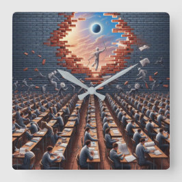 マトリックスからの脱出：超現実的な試験室 スクエア壁時計