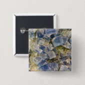 マトリックスの青い螢石の水晶 缶バッジ (正面&裏面)