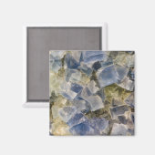 マトリックス中の青色蛍石の結晶 マグネット (正面/裏面)