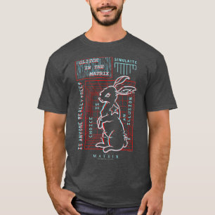 マトリックス白うさぎグリッチ Tシャツ