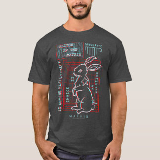 マトリックス白うさぎグリッチ Tシャツ