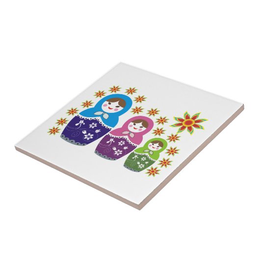 マトリョシカロシアの人形&ひまわりカスタム人形 タイル (側面)