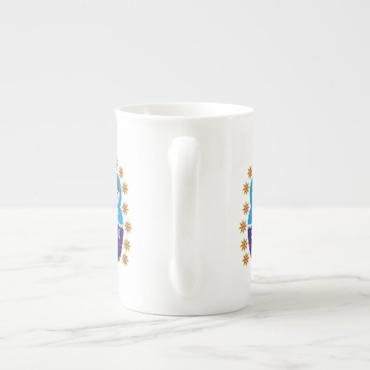 マトリョシカロシアの人形&ひまわりカスタム人形 ボーンチャイナマグカップ (裏面)