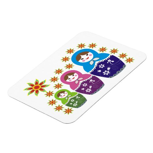 マトリョシカロシアの人形&ひまわりカスタム人形 マグネット (左側)