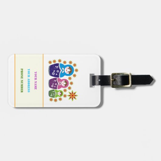 マトリョシカロシアの人形&ひまわりカスタム人形 ラゲッジタグ (正面横)