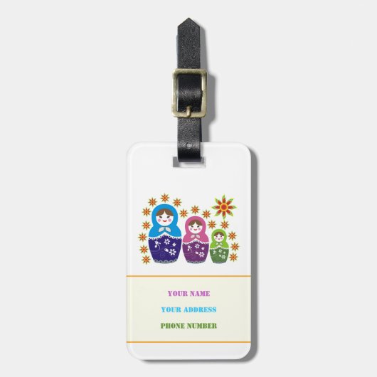 マトリョシカロシアの人形&ひまわりカスタム人形 ラゲッジタグ (正面縦)