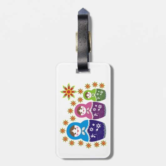 マトリョシカロシアの人形&ひまわりカスタム人形 ラゲッジタグ (裏面縦)