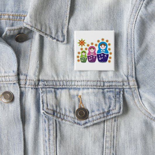 マトリョシカロシアの人形&ひまわりカスタム人形 缶バッジ (インサイチュ)