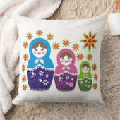 マトリョシカロシアの巣人形とヒマワリ クッション (ブランケット)