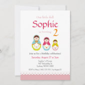 マトリョシカ誕生日パーティーの招待状 招待状 (正面)