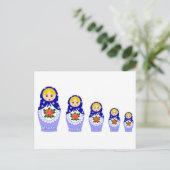 マトリョシュカ人形ブルー ポストカード (スタンド正面)