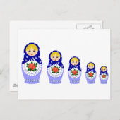 マトリョシュカ人形ブルー ポストカード (正面/裏面)