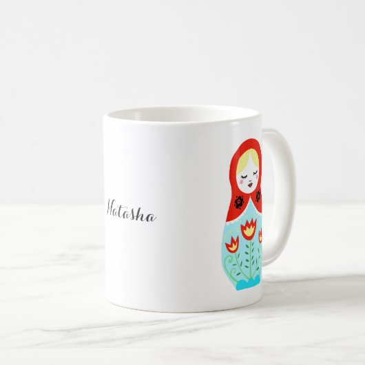 マトリョスカ人形営巣ロシアの入れ子人形カスタム コーヒーマグカップ (正面右)