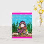 マトリョーシカ人形のグリーティングカード カード (黄色い花)