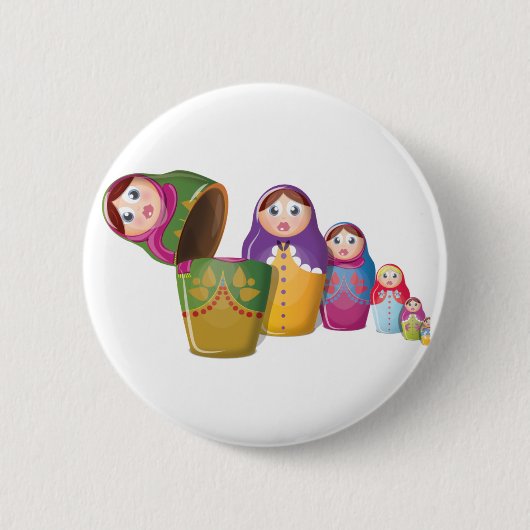 マトリョーシカ人形 - ロシアの入れ子人形の模様 缶バッジ (正面)