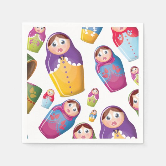 マトリョーシカ人形, ロシアの入れ子人形 スタンダードカクテルナプキン (正面)