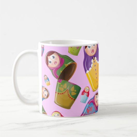 マトリョーシカ - ロシアの入れ子人形の模様 コーヒーマグカップ (左)