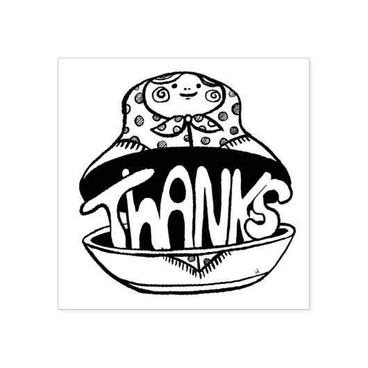 マトリョーシュカ人形に手書きで感謝の言葉 ラバースタンプ (インプリント)