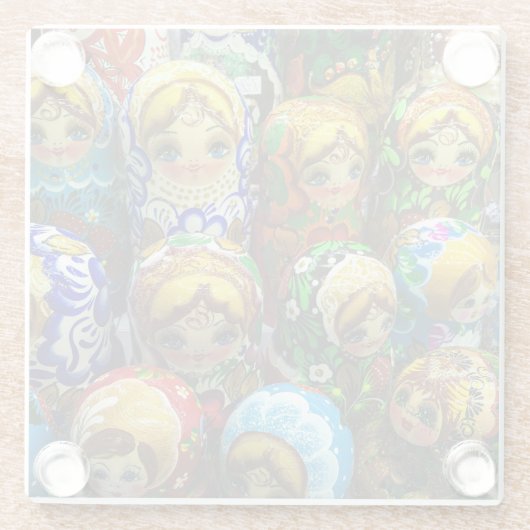 マトリョーシュカ人形のお土産屋さんでの旅行写真 ガラスコースター (裏面)