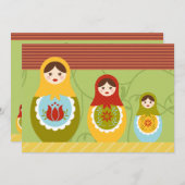 マトリョースカデカスタマイズイルズ誕生日招待状 招待状 (正面/裏面)