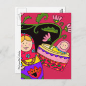 マトリヨシュカベビーウクライナフォークアート ポストカード (正面/裏面)