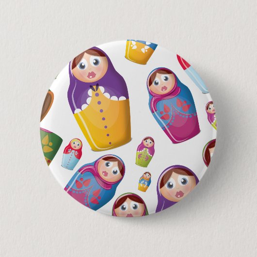 マトリヨシュカロシアの人形 – 入れ子人形パターン 缶バッジ (正面)