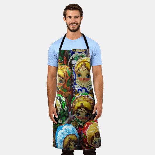 マトリヨシュカ人形お土産キオスク旅行写真 エプロン (着用した状態)