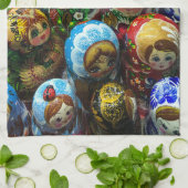 マトリヨシュカ人形お土産キオスク旅行写真 キッチンタオル (折り畳み)